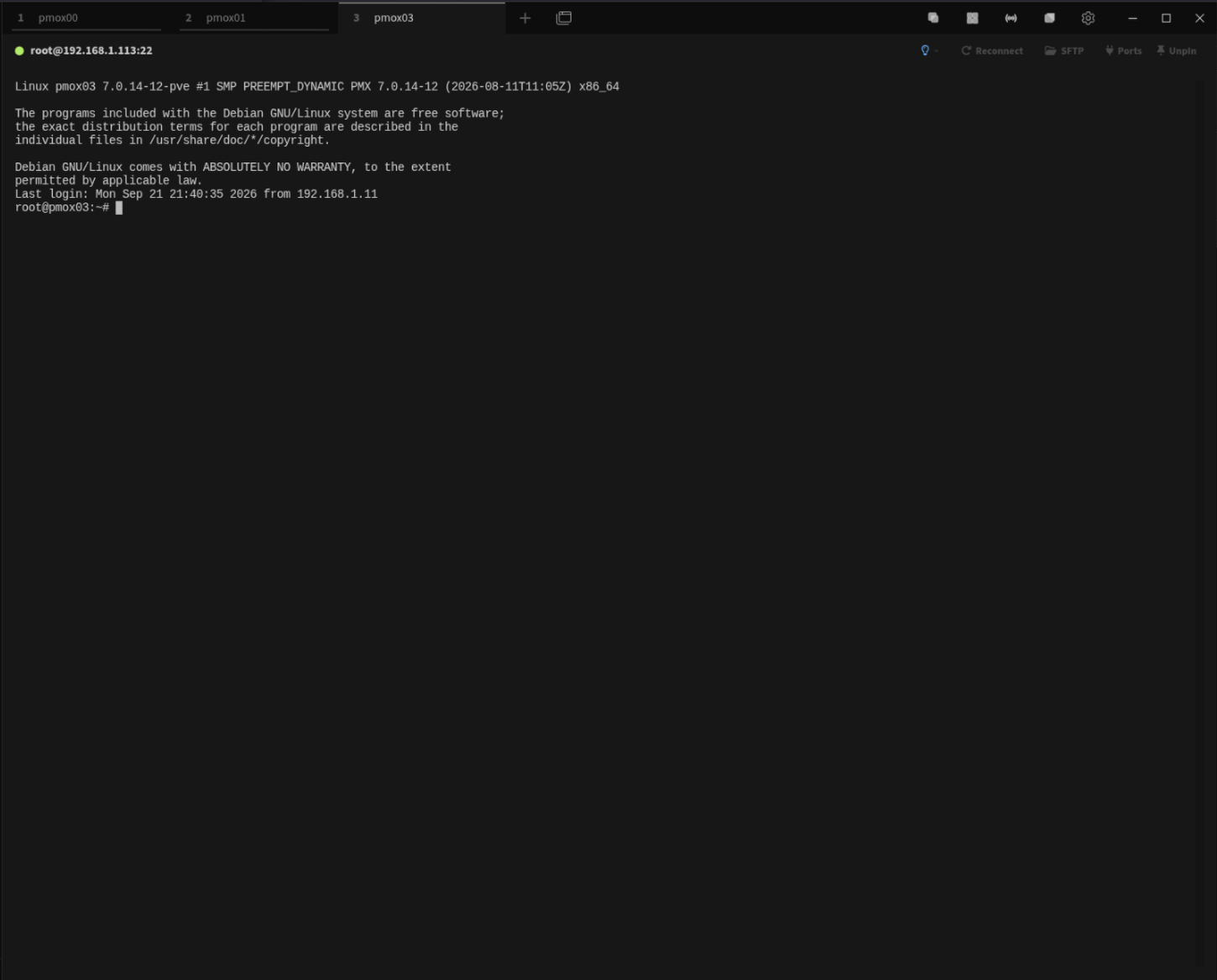 Normal Tabby Terminal tabbed session view