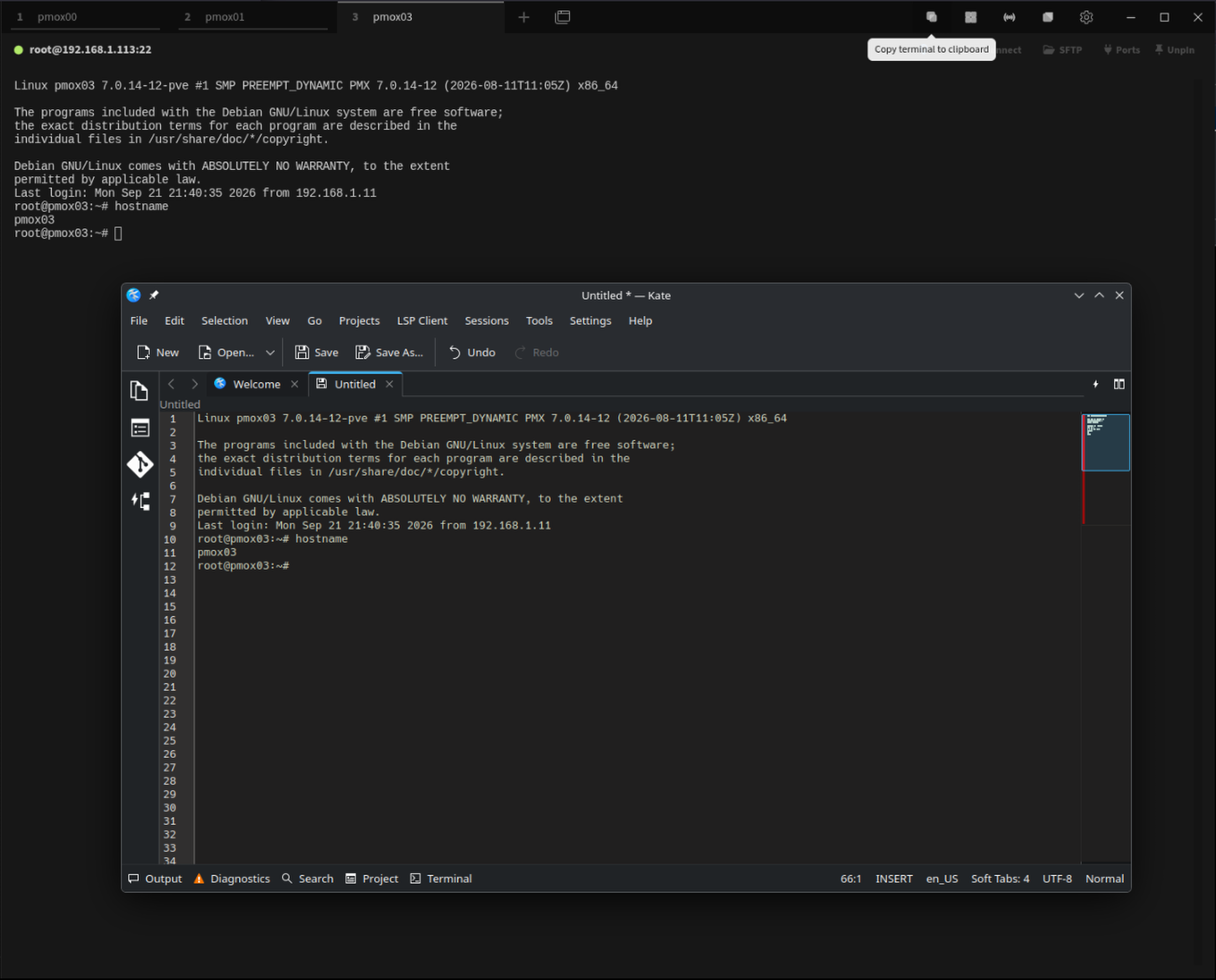 Tabby MultiExec Copy control for complete terminal scrollback
